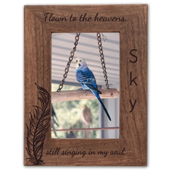 Personalized Bird Picture Frame, Genuine Walnut Bird Photo Frame 4x6, Bird Picture Wall Decor, Bird Memorial Gift, Bird Loss Gifts