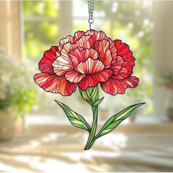 Personalized Birth Flower Acrylic Suncatcher Window Hanging Memorial Mothers Day Gift For Mom