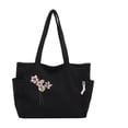 thumbnail image 1 of Personalized Birth Flower Corduroy Tote Bag for Women 4 Color Options Custom Name Large Size Shoulder Bag with Zipper and Pockets for Work Travel Shopping Daily Use, 1 of 8