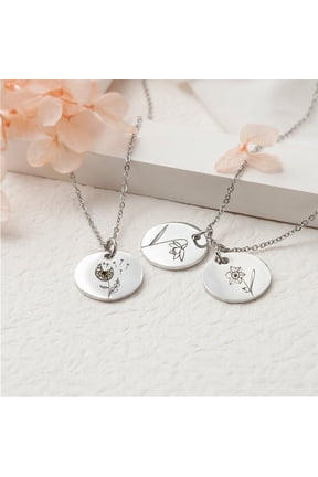Personalized Birth Flower Necklace - Birthflower Necklace With Back Initial - Poppy Flower Charm - Birth Flower Gift - Birthday Gift for Daughter
