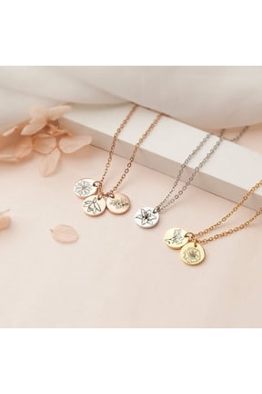 Personalized Birth Flower Necklace - Birthflower Necklace With Back Initial - Poppy Flower Charm - Birth Flower Gift - Birthday Gift for Daughter