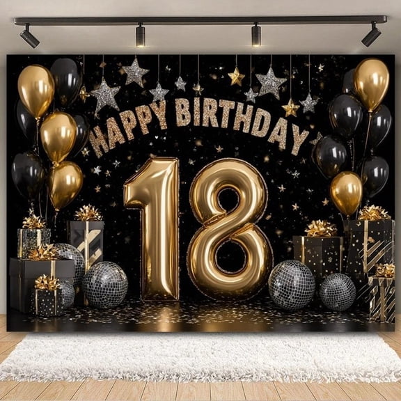 Personalized Birthday Banner with Custom Age, Large Backdrop for Party Decorations, Photo Booth Props, Colorful Wall Poster, Unique Happy Birthday Celebration Sign, Event Decor