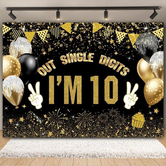 Personalized Birthday Banner with Custom Age, Large Backdrop for Party Decorations, Photo Booth Props, Colorful Wall Poster, Unique Happy Birthday Celebration Sign, Event Decor