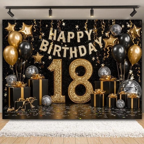 Personalized Birthday Banner with Custom Age, Large Backdrop for Party Decorations, Photo Booth Props, Colorful Wall Poster, Unique Happy Birthday Celebration Sign, Event Decor