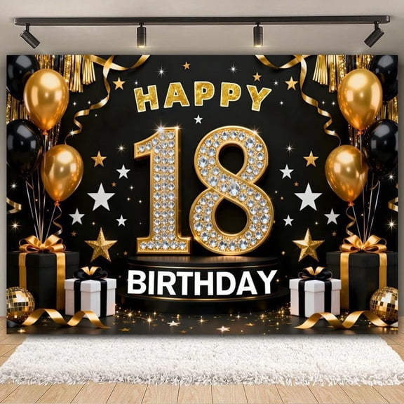 Personalized Birthday Banner with Custom Age, Large Backdrop for Party Decorations, Photo Booth Props, Colorful Wall Poster, Unique Happy Birthday Celebration Sign, Event Decor