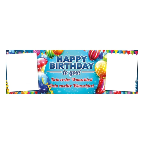 Personalized Birthday Banner with Custom Texts and Photos for Surprise Celebrations Durable Polyester Material with Satin Finish and Sturdy Packaging Blue1