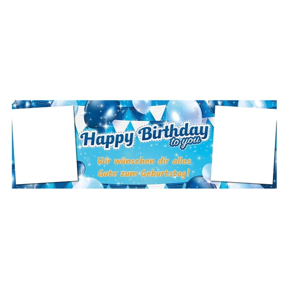 Personalized Birthday Banner with Custom Texts and Photos for Surprise Celebrations Durable Polyester Material with Satin Finish and Sturdy Packaging Blue2