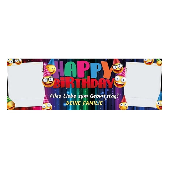 Personalized Birthday Banner with Custom Texts and Photos for Surprise Celebrations Durable Polyester Material with Satin Finish and Sturdy Packaging Multicolour