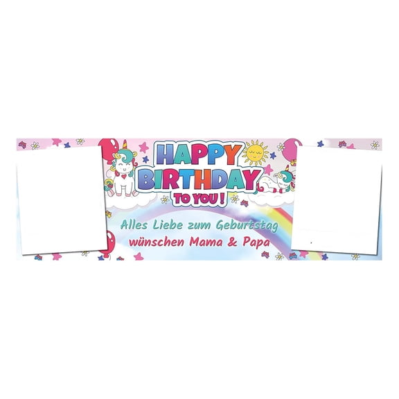 Personalized Birthday Banner with Custom Texts and Photos for Surprise Celebrations Durable Polyester Material with Satin Finish and Sturdy Packaging White