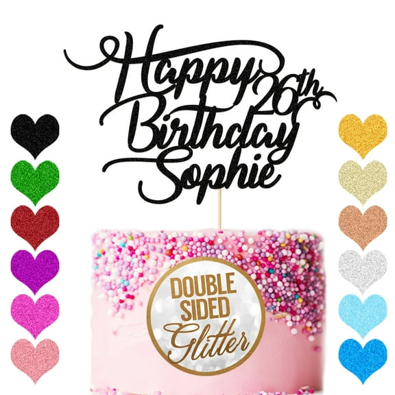 Personalized Birthday Cake Topper Double Sided Glitter Party Cake Decoration Custom Name Age 16 18 21 30 40