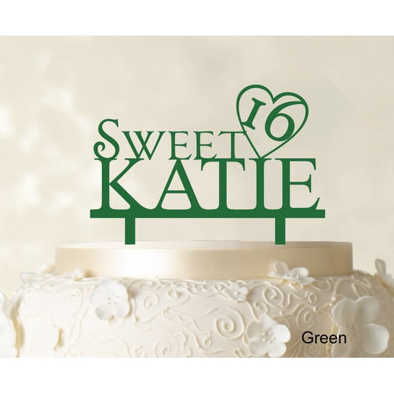 "Personalized Birthday Cake Topper Green Cake Topper Color Option Available 5""-7"" Inches Wide"