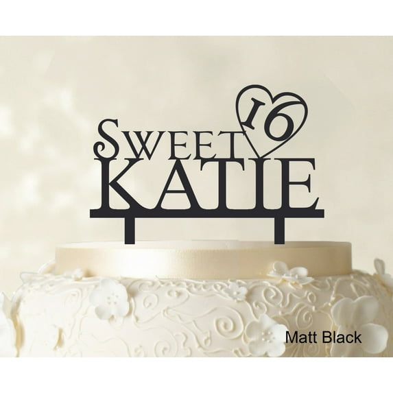 "Personalized Birthday Cake Topper Matt Black Cake Topper Color Option Available 5""-7"" Inches Wide"
