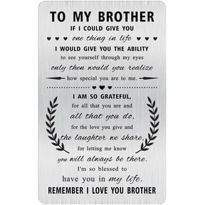 Personalized Birthday Card for Brother - Laser Engraved Stainless Steel Wallet Card, Brother Birthday Gift, Durable Bro Bday Keepsake