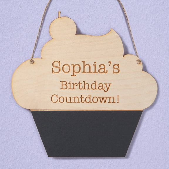 Personalized Birthday Countdown Wood Cupcake Plaque
