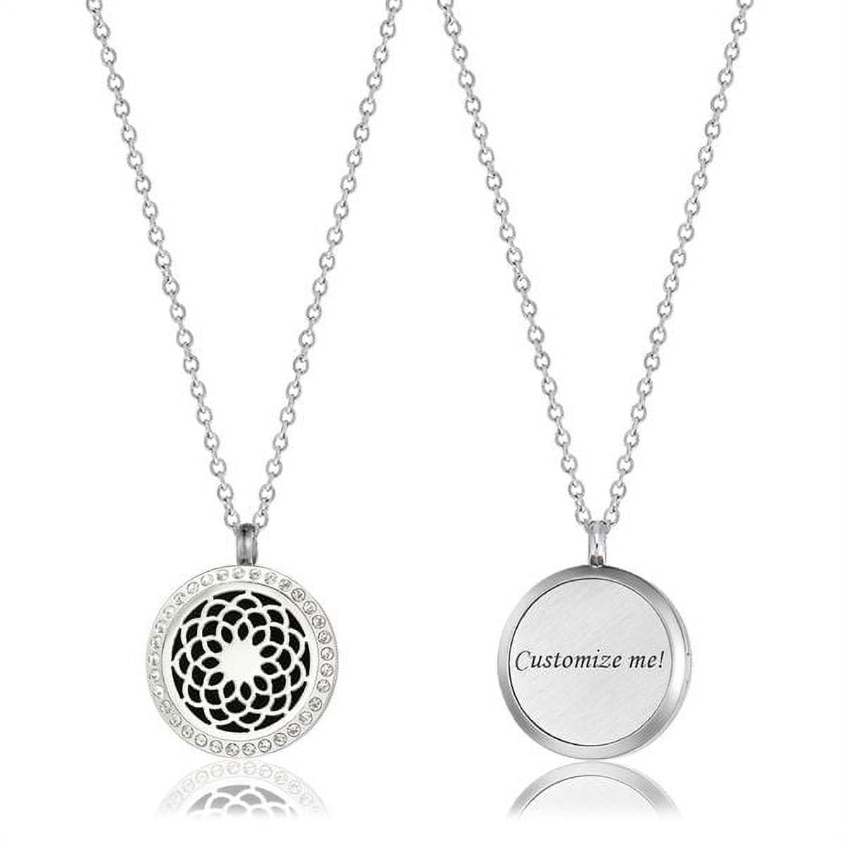 Personalized Birthday Day Gift for Her Aromatherapy Rhinestone Dream Catcher Gift for Wife Stainless Steel Essential Oil Necklace Diffuser Jewelry Free 12 Pads Gift Box Ship Next Day