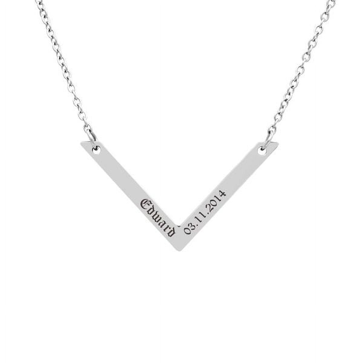 Personalized Birthday Day Gift for Wife Women's Stainless Steel V Bar Pendant Gift for Mom Girlfriend Fiancee Engravable Couple Name Necklace Birthday Jewelry Free Gift Box SHIPS NEXT DAY