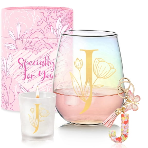 Personalized Birthday Gifts for Women Monogrammed Stemless Wine Glasses Unique Friendship Initial Gifts for Mom Sister Her  Bride Wedding Gift