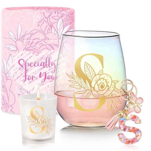 Personalized Birthday Gifts for Women Wine Glasses Unique Friendship Initial Gift for Mom Sister Her Wife Friends Customized Bridesmaid Bride Wedding