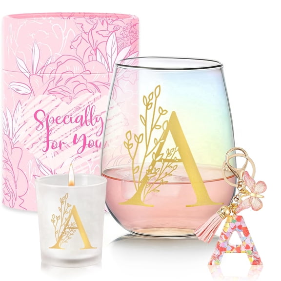 Personalized Birthday Gifts for Women Monogrammed Stemless Wine Glasses Unique Friendship Initial Gifts for Mom Sister Her Bride Wedding Gift