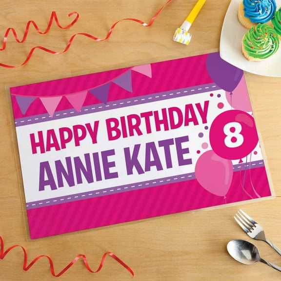 Personalized Birthday Placemat, Pink and Purple