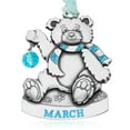 thumbnail image 1 of Personalized Birthstone Bear Birthday Month Sign Vintage Pewter Metal Christmas Ornament 2022 Year for Family (March (Aquamarine)) Gloria Duchin, 1 of 9