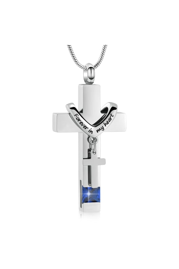 Personalized Birthstone Cross Urn Necklace For Ashes Of Loved Ones Cremation Jewelry Keepsake Pendant Women Men Memorial Ash Pendant