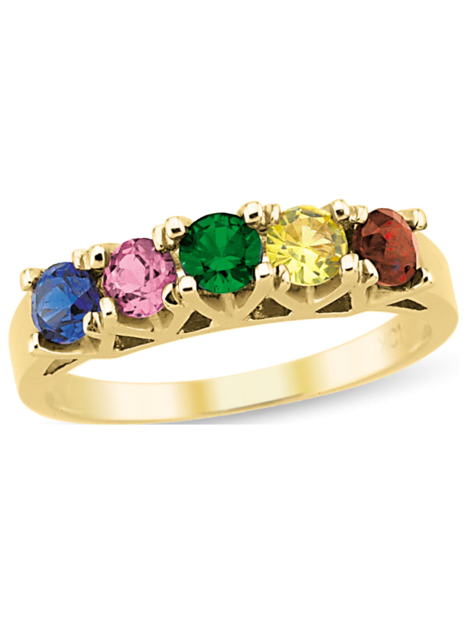 Personalized Birthstone Family Band Ring in 10K Gold by Jewlster