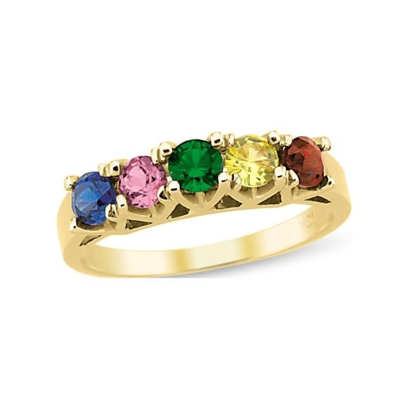 Personalized Birthstone Family Band Ring in 10K Gold by Jewlster