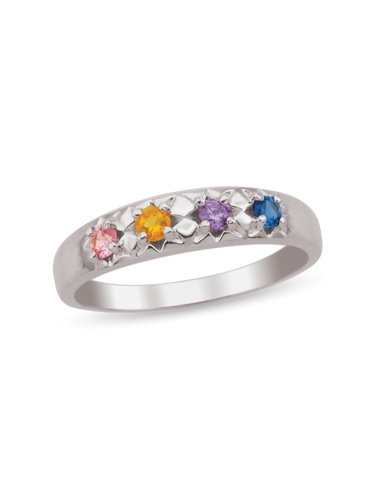 Personalized Birthstone Family Ring in Sterling Silver by Jewlster