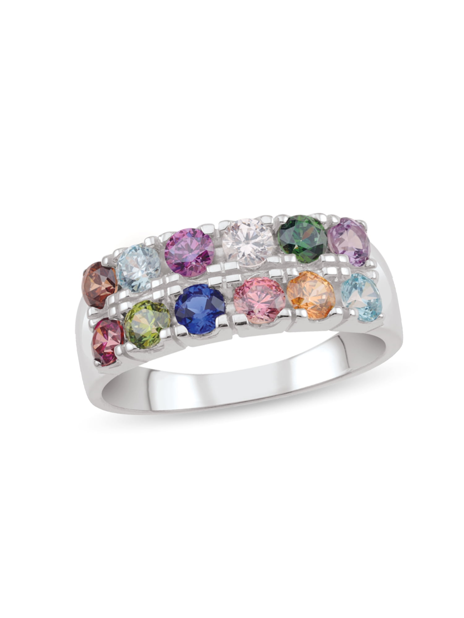 Personalized Birthstone Family Ring in Sterling Silver by Jewlster