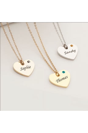 Personalized Birthstone Heart Name Necklace Jewelry Christmas Gift for Her