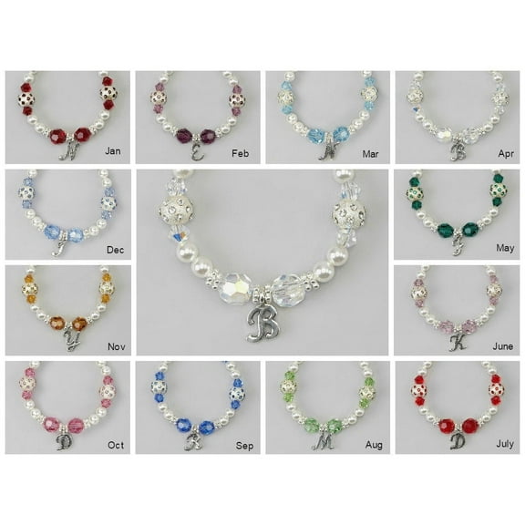 Personalized Birthstone Initial European Baby Bracelet