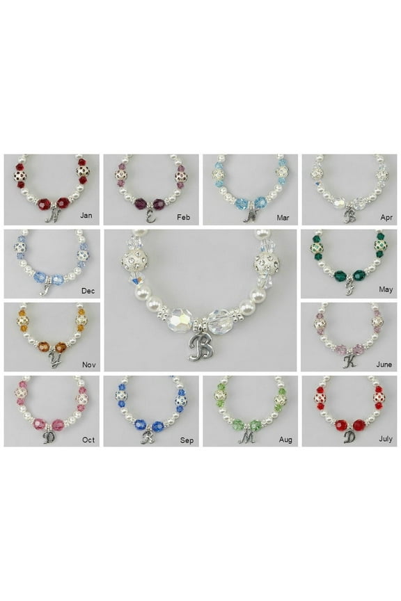 Personalized Birthstone Initial European Baby Bracelet