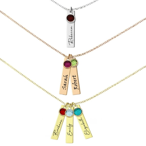 Personalized Birthstone and Name Necklace – Mother’s Day Gift for Mom – Grandma Necklace, Grandkids Name Necklace, Family Necklace – Custom Jewelry Gift for Wife or Grandma - Up to 8 Names