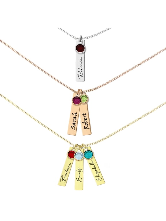 Personalized Birthstone and Name Necklace – Mother’s Day Gift for Mom – Grandma Necklace, Grandkids Name Necklace, Family Necklace – Custom Jewelry Gift for Wife or Grandma - Up to 8 Names