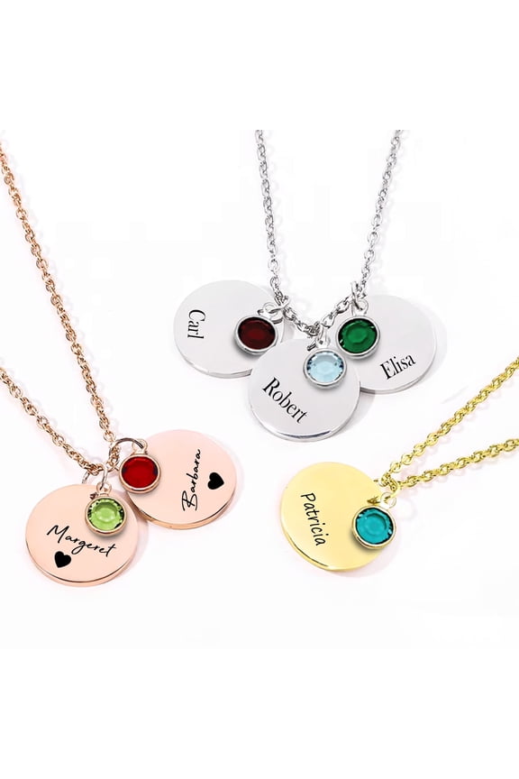 Personalized Birthstone Necklace for Mom with Kids’ Names, Custom Engraved Name Necklace for Grandma, Family Jewelry Gift for Mother’s Day, Birthday, Christmas – Custom Jewelry for Women