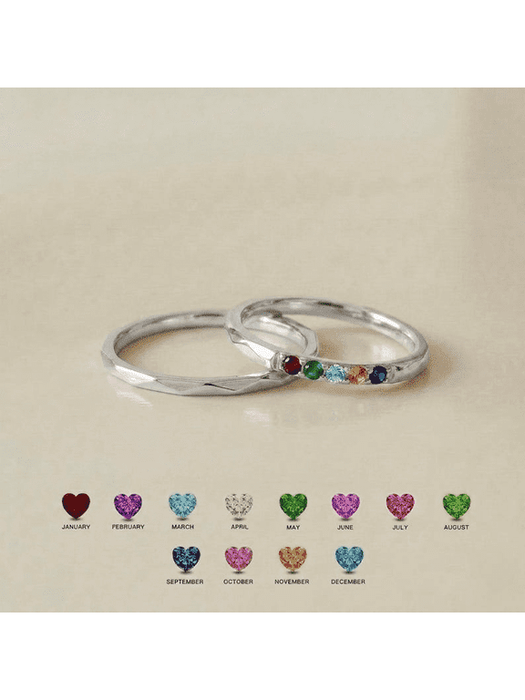 Personalized Birthstone Ring Set for Mom | Minimalist Stacking Family Ring Gift | Mothers Day Jewelry for Mother Grandma