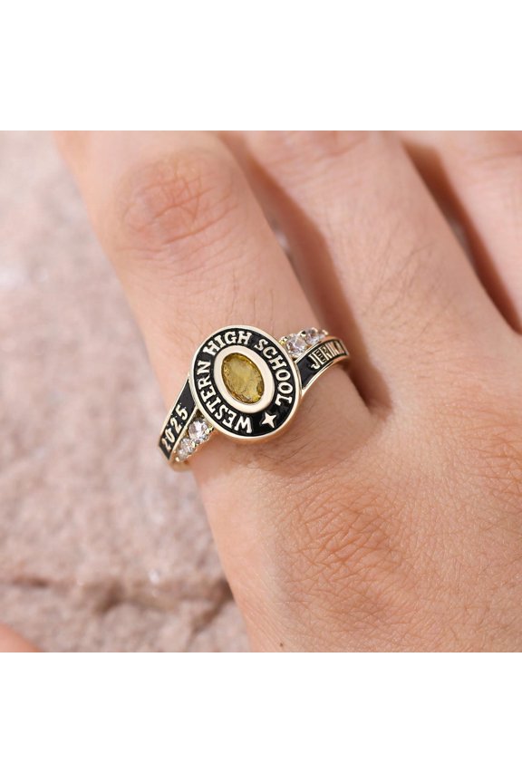 Personalized Birthstone Women Class Ring, 925 Sterling Silver Graduation Ring, Handmade College Jewelry Gift for Daughter, Birthday Gifts