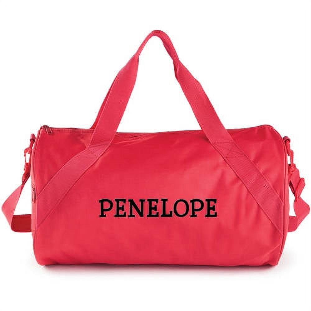 Personalized Black Duffle Bag in Black, Blue, Pink or Red