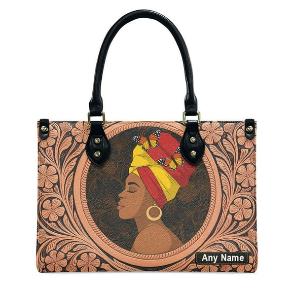 Personalized Black Queen Leather Bag, Gift for African American, Afro Black Girl, Mother's Day Gift, Church Bags for Women, Bible Bag, Purses For Moms, Personalized Bags O2uHVG