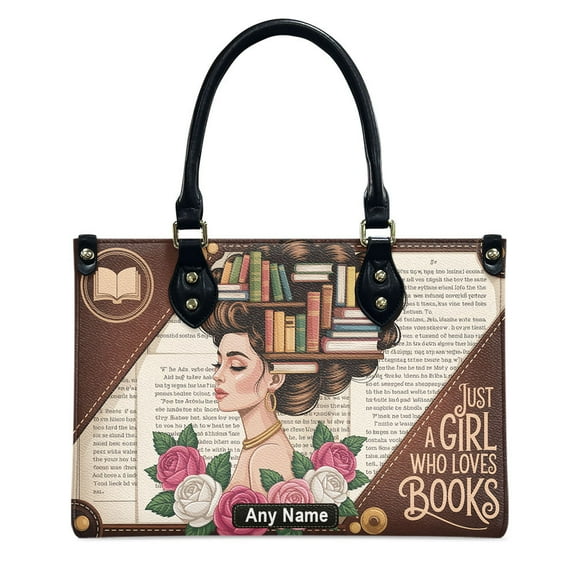 Personalized Black Queen Leather Bag, Gift for American Girl, Mother's Day Gift, Church Bags for Women, Bible Bag, Purses For Moms, Just A Girl Who Loves Book Bag XffFui