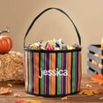 thumbnail image 1 of Personalized Black Stripes Halloween Bucket Bag, 1 of 1