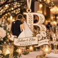 Wedded Monogram Personalized Black Tie Wedding Couple Monogram Wooden Ornament ...
