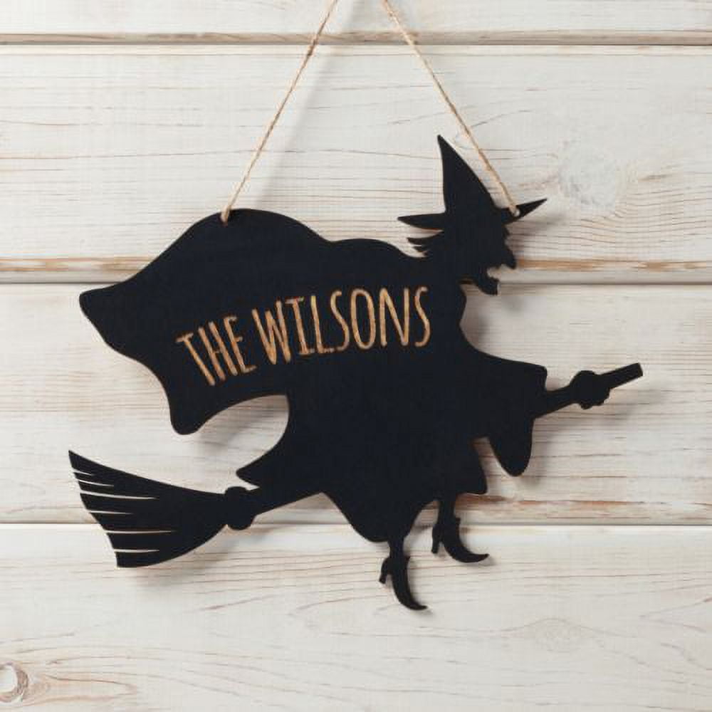 Personalized Black Wood Halloween Witch