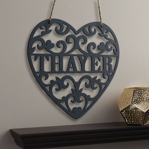 Personalized Black Wood Plaque - Heart