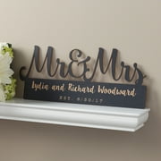 Personalized Black Wood Plaque - Mr. and Mrs.