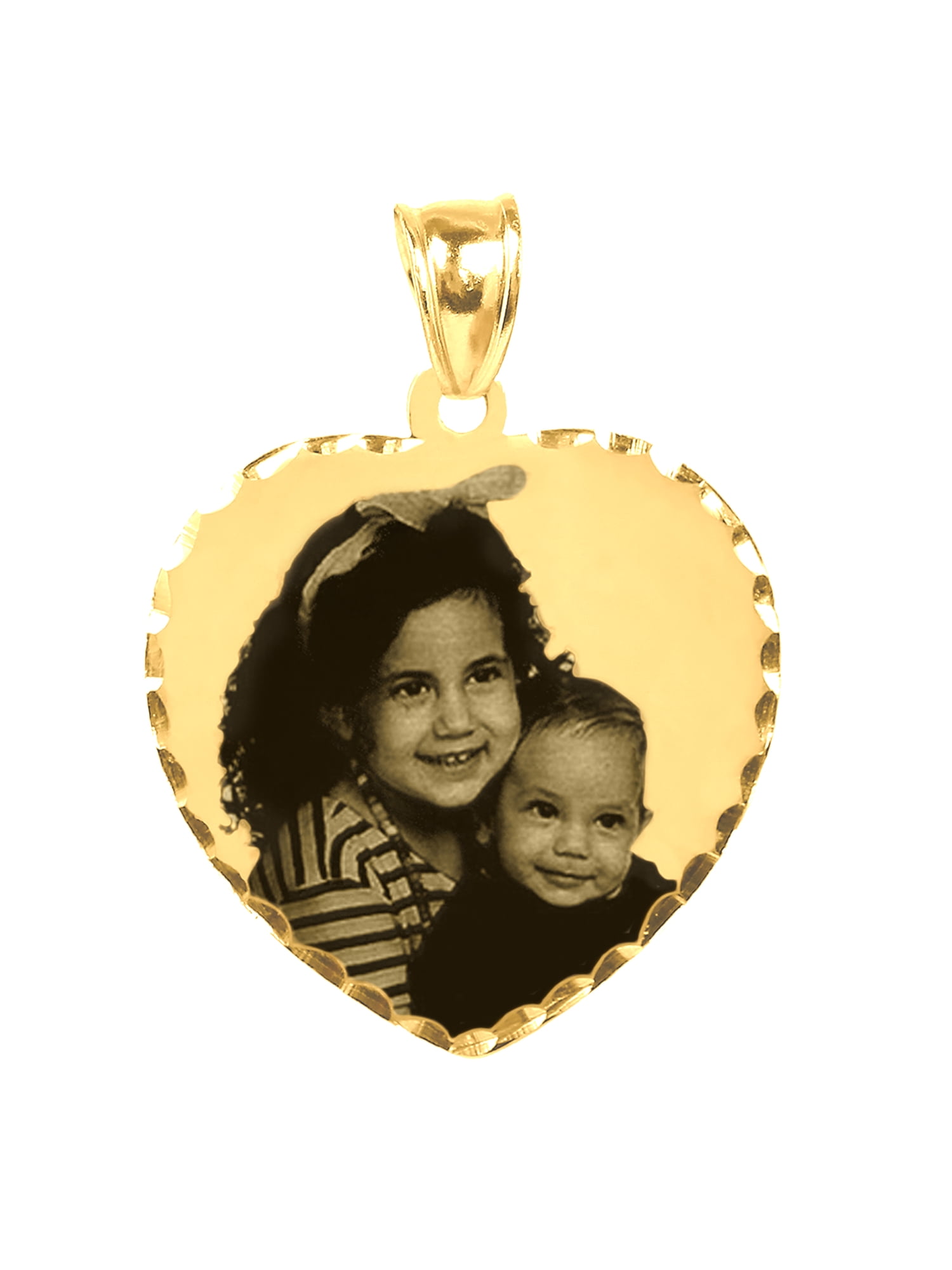 Personalized Black and White Photo Charm with Diamond Cut Border