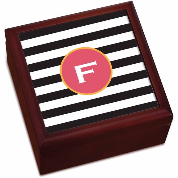 Personalized Black and White Stripes Keepsake Box