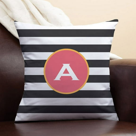 Personalized Black and White Stripes Pillow