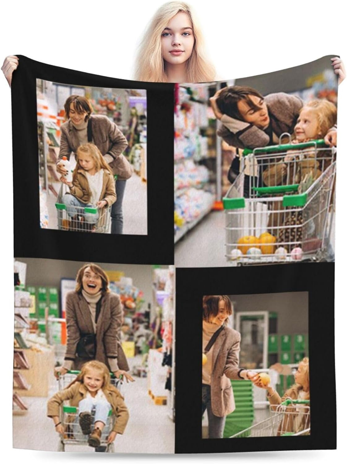 Custom Photo Blanket - Personalized Flannel Fleece Throw With Your Pictures & Text